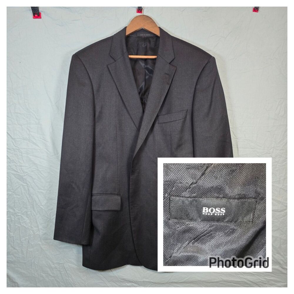 Boss Hugo Boss Super 100 Virgin Wool Sport Coat Blazer Black Men's 46L